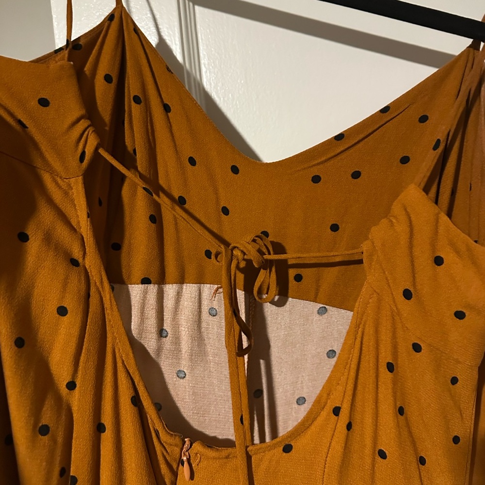 Free People Mustard Polka Dot Wide Leg Jumpsuit